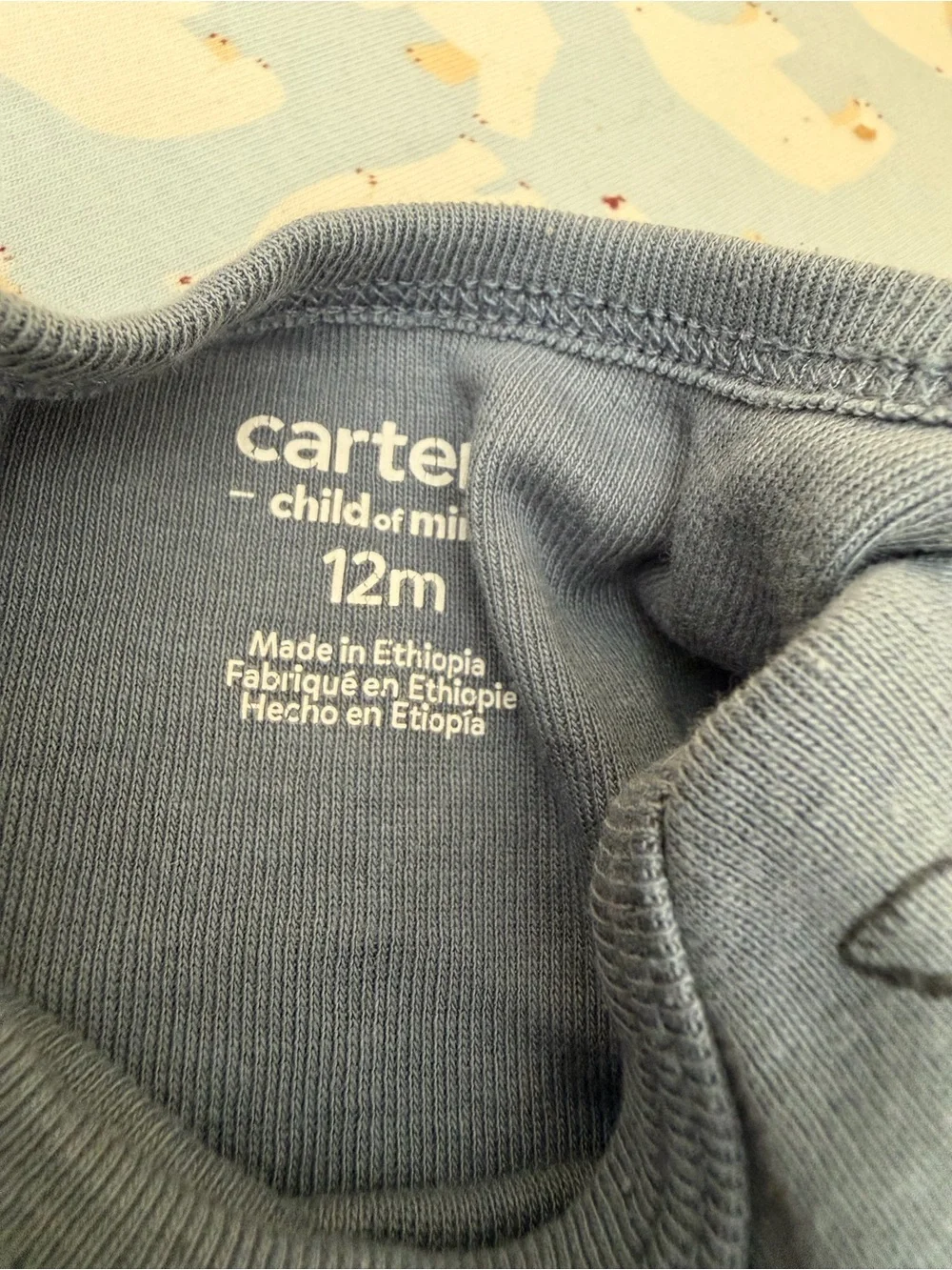 Carter's Light Gray-Blue Bear Print Baby Bodysuit